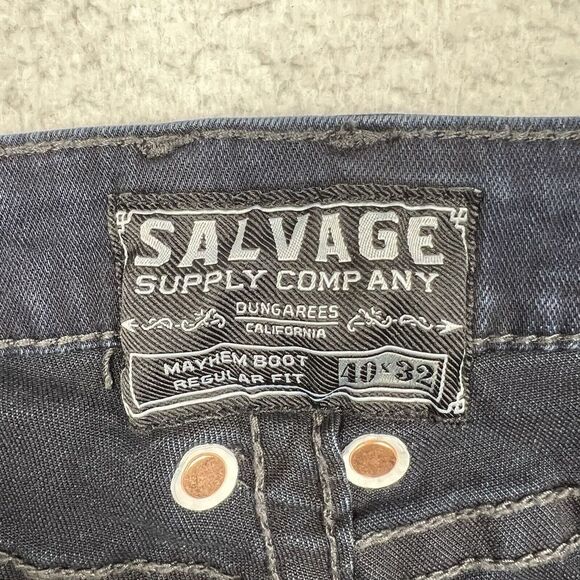 Salvage Men's Deep Indigo Bootcut Jeans - Picture 11 of 14